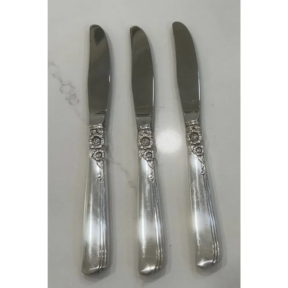 Vtg‎ Oneida Prestige Gay Adventure 1955 Silver Plated MCM Set Of 3 Dinner Knives